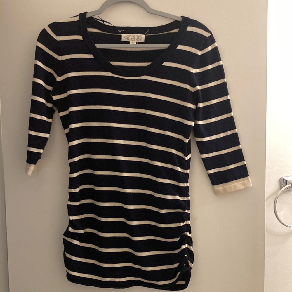 Pink Rose black and white striped long sweater size small